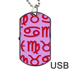 Illustrated Zodiac Red Purple Star Dog Tag Usb Flash (two Sides) by Mariart