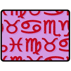 Illustrated Zodiac Red Purple Star Double Sided Fleece Blanket (large)  by Mariart