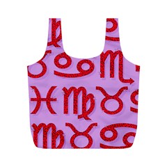 Illustrated Zodiac Red Purple Star Full Print Recycle Bags (m)  by Mariart