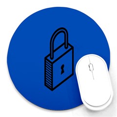 Padlock Love Blue Key Round Mousepads