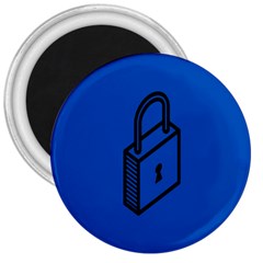 Padlock Love Blue Key 3  Magnets by Mariart