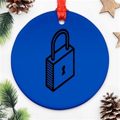 Padlock Love Blue Key Ornament (round) by Mariart