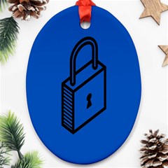 Padlock Love Blue Key Ornament (oval) by Mariart