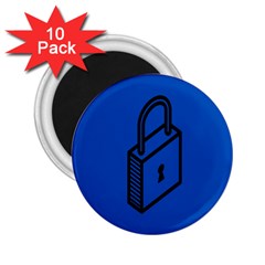 Padlock Love Blue Key 2 25  Magnets (10 Pack)  by Mariart