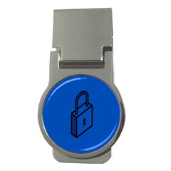 Padlock Love Blue Key Money Clips (round)  by Mariart