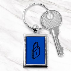 Padlock Love Blue Key Key Chains (rectangle)  by Mariart