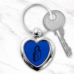 Padlock Love Blue Key Key Chains (heart)  by Mariart