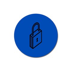 Padlock Love Blue Key Magnet 3  (round) by Mariart