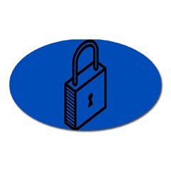 Padlock Love Blue Key Oval Magnet by Mariart