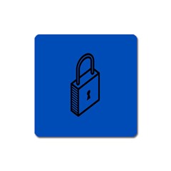 Padlock Love Blue Key Square Magnet by Mariart