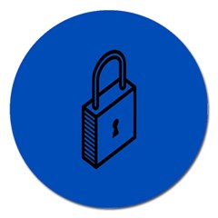 Padlock Love Blue Key Magnet 5  (round) by Mariart