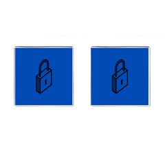 Padlock Love Blue Key Cufflinks (square) by Mariart