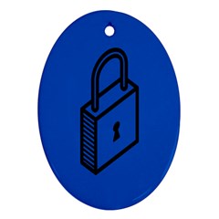 Padlock Love Blue Key Oval Ornament (two Sides) by Mariart