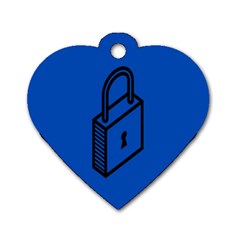 Padlock Love Blue Key Dog Tag Heart (one Side) by Mariart