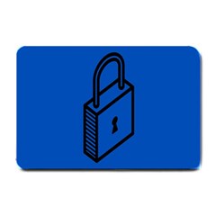 Padlock Love Blue Key Small Doormat  by Mariart