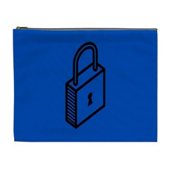 Padlock Love Blue Key Cosmetic Bag (xl) by Mariart