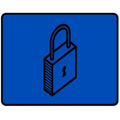 Padlock Love Blue Key Fleece Blanket (medium)  by Mariart