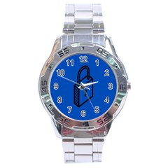 Padlock Love Blue Key Stainless Steel Analogue Watch by Mariart