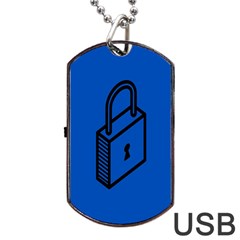 Padlock Love Blue Key Dog Tag Usb Flash (one Side) by Mariart