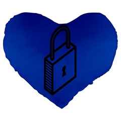 Padlock Love Blue Key Large 19  Premium Heart Shape Cushions by Mariart