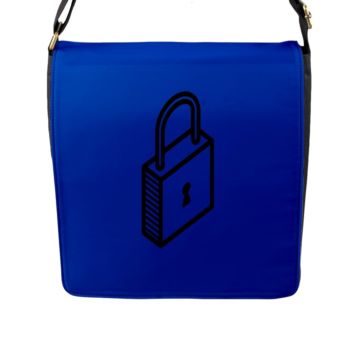 Padlock Love Blue Key Flap Messenger Bag (L) 