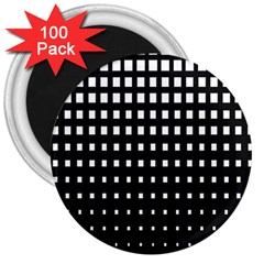 Plaid White Black 3  Magnets (100 Pack) by Mariart