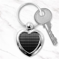 Plaid White Black Key Chains (heart)  by Mariart