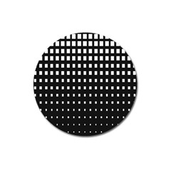 Plaid White Black Magnet 3  (round)