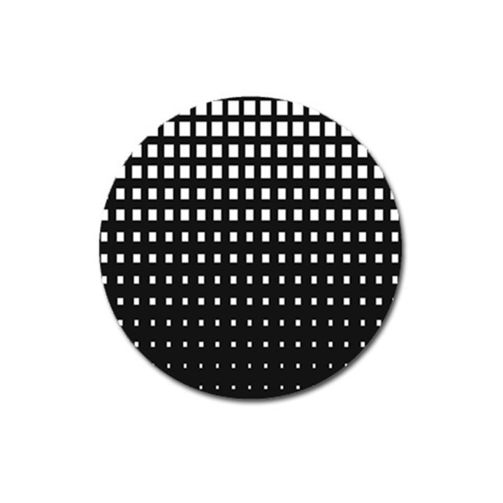 Plaid White Black Magnet 3  (Round)