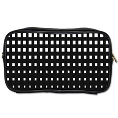 Plaid White Black Toiletries Bags by Mariart