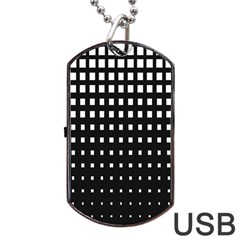 Plaid White Black Dog Tag Usb Flash (two Sides) by Mariart