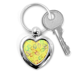 Watercolors On A Yellow Background                Key Chain (heart) by LalyLauraFLM