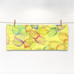 Watercolors On A Yellow Background                Hand Towel by LalyLauraFLM