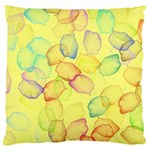 Watercolors on a yellow background          Large Flano Cushion Case (Two Sides) Front