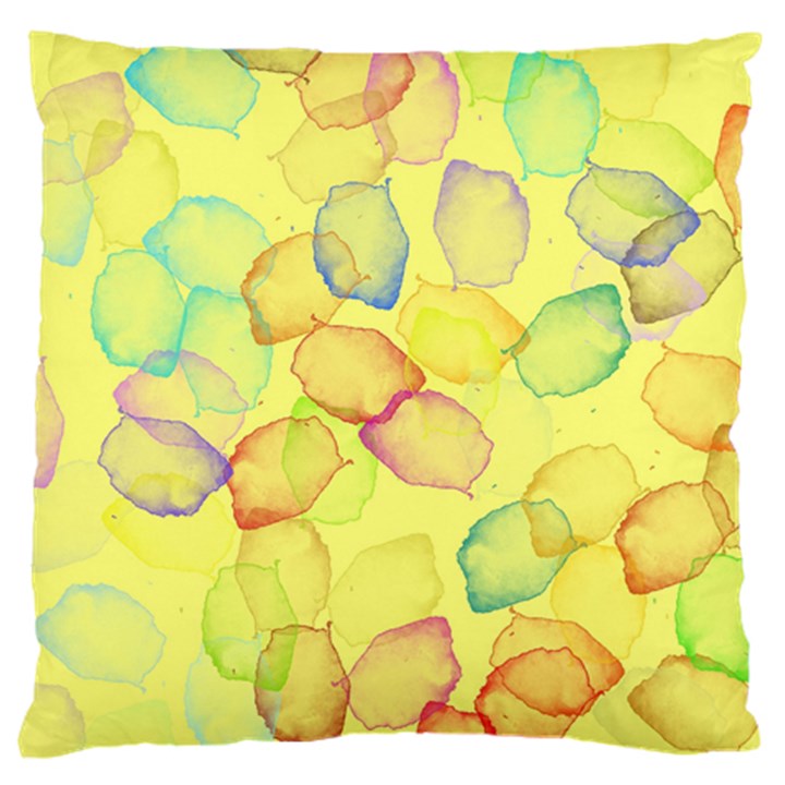 Watercolors on a yellow background          Large Flano Cushion Case (Two Sides)