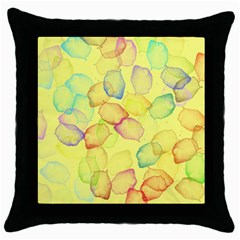 Watercolors On A Yellow Background                Throw Pillow Case (black) by LalyLauraFLM