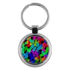 Colorful Strokes On A Black Background               Key Chain (round) by LalyLauraFLM