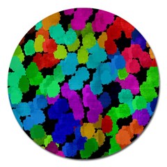 Colorful Strokes On A Black Background               Magnet 5  (round) by LalyLauraFLM