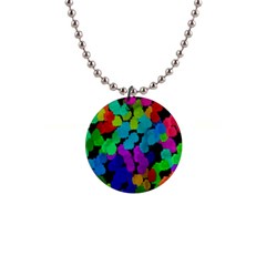 Colorful Strokes On A Black Background               1  Button Necklace by LalyLauraFLM