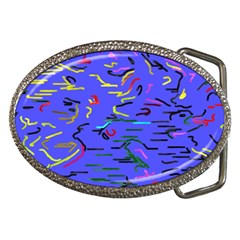 Paint Strokes On A Blue Background              Belt Buckle by LalyLauraFLM