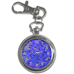 Paint Strokes On A Blue Background              Key Chain Watch by LalyLauraFLM