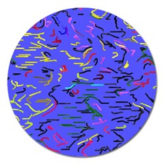 Paint Strokes On A Blue Background              Magnet 5  (round) by LalyLauraFLM