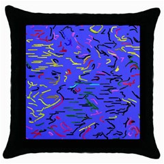 Paint Strokes On A Blue Background              Throw Pillow Case (black) by LalyLauraFLM