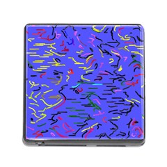 Paint Strokes On A Blue Background              Memory Card Reader (square) by LalyLauraFLM