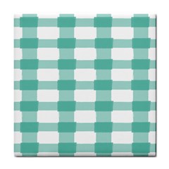 Plaid Blue Green White Line Tile Coasters by Mariart