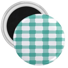 Plaid Blue Green White Line 3  Magnets by Mariart