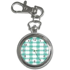 Plaid Blue Green White Line Key Chain Watches by Mariart