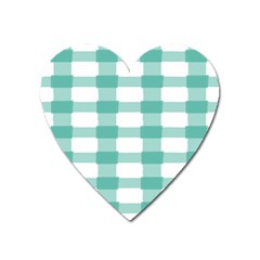 Plaid Blue Green White Line Heart Magnet by Mariart