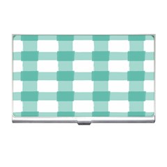 Plaid Blue Green White Line Business Card Holders by Mariart