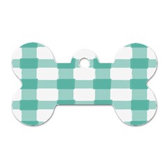 Plaid Blue Green White Line Dog Tag Bone (one Side) by Mariart